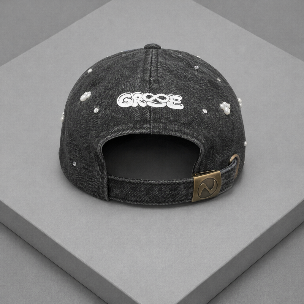 Soft Drip Pearl Denim Cap- Black