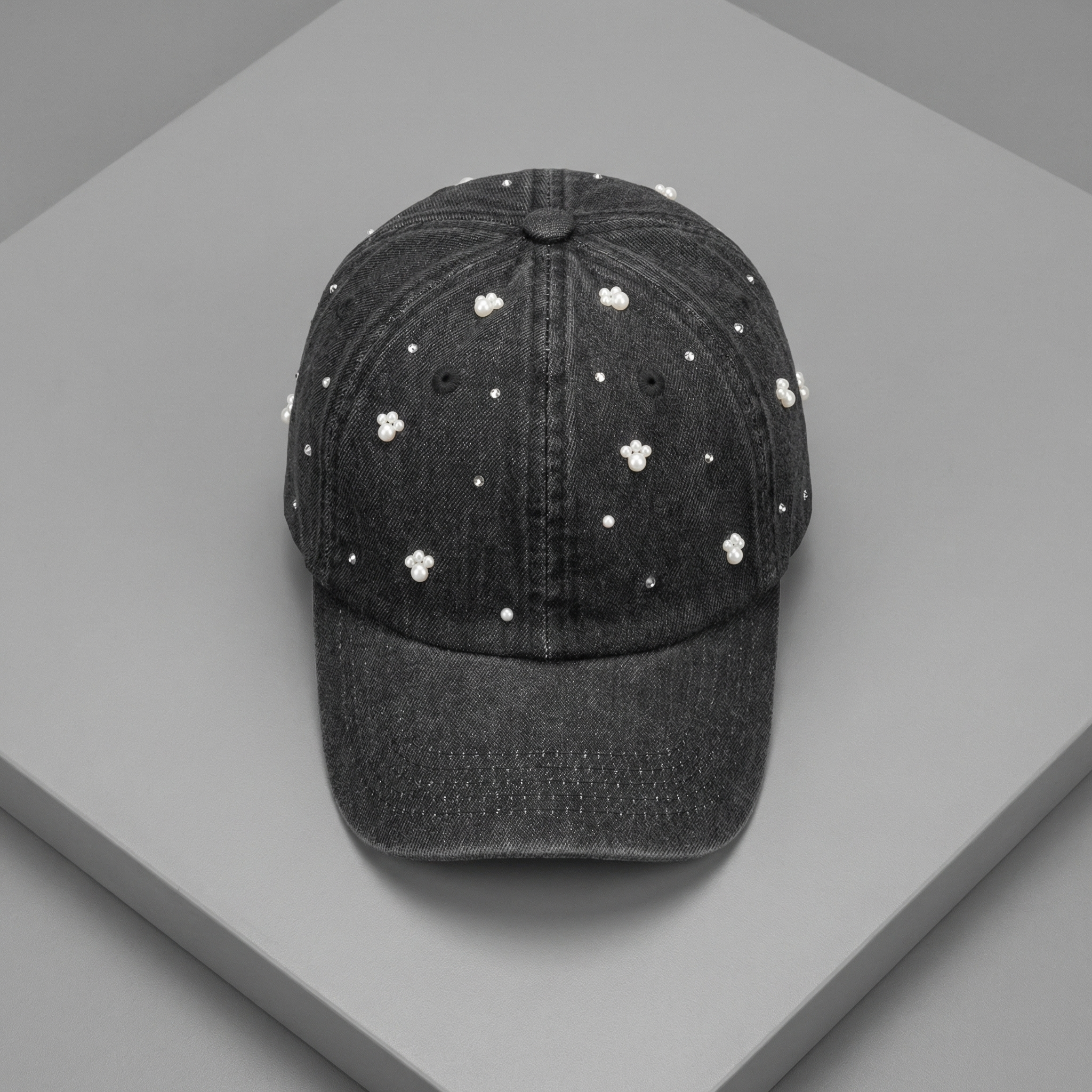 Soft Drip Pearl Denim Cap- Black