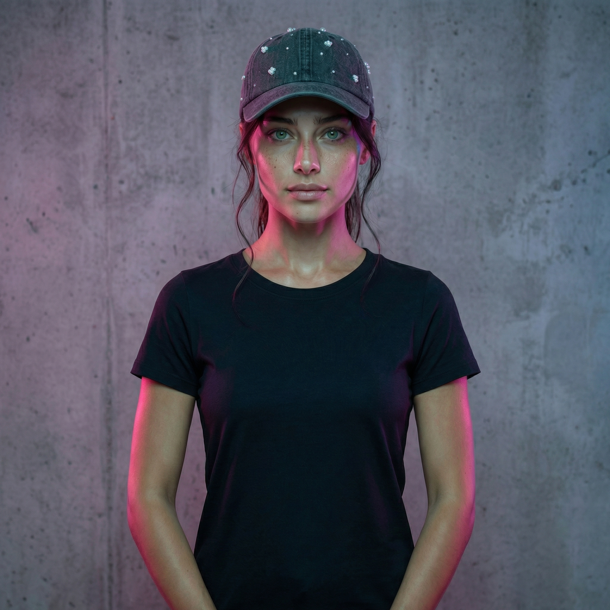 Soft Drip Pearl Denim Cap- Black